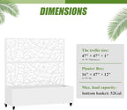 Casaphoria Metal Raised Garden Bed with Trellis and Wheels, 47"x47"x16" Planter Box for Climbing Plants, Vegetables & Vines, Features Drainage Holes and Privacy Screen, White-Net