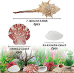Aquarium Plants with Natural Decorations Shells, 15pcs Fish Tank Decoration Colorful Artificial Fish Tank Decor Plants Aquarium Decorations for Household and Office Aquarium Simulation