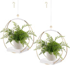 hismocal 2 Pack Hanging Planter Holder for Indoor Plants, Plant Hanger with Sturdy Wood Base,Modern Boho Macrame Wall Ceiling Window Stands(Plants/Pots Not Included)