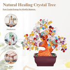 Feng Shui Quartz Crystal Money Tree Bonsai Style Decoration for Luck and Wealth (Multicolor)