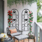AMAGABELI Garden & Home 4 Pack Garden Trellis for Climbing Plants 60" x 18" Black Iron Trellis for Potted Plant Support Butterfly Metal Trellis for Climbing Roses Vine Flower Cucumber Clematis GT02