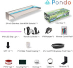 24'' APP Control Pool Waterfall with RGB LED Lights, Stainless Steel Pond Fountain Set for Outdoor Decorations, Patio Waterfall Spillway Kit w/16 Color Changing, Easy Install