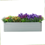Meberam 2 Pack 4x2x1FT Galvanized Raised Garden Beds Kit Outdoor Metal Gardening Planter Box for Vegetable Elevated Flower Herbs,Gray
