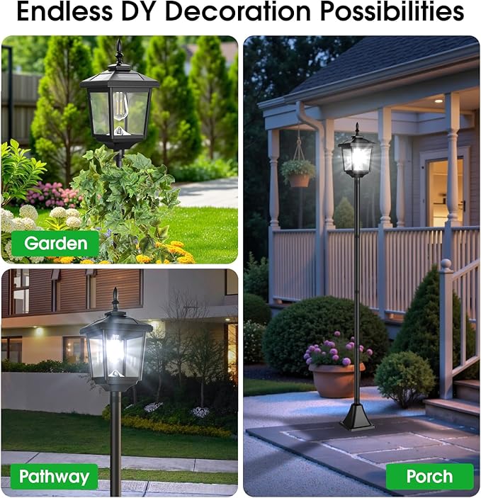 68" Solar Lamp Post Lights Outdoor,2-Pack 6000K Dusk to Dawn Solar Light Posts,Waterproof Outdoor Lights for Garden, Patio, Lawn, Pathway, Driveway, Front Porch Decor(Cool White)