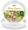 LWALRS Plant Saucer Tray 12 inch 2 Pack Plastic Plant Trays Saucers for Indoors Outdoor, Heavy Duty Drainage Drip Water Trays for Planter Pots Flower, Round Pebble Tray, Pots Base (12", Clear)