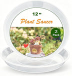 LWALRS Plant Saucer Tray 12 inch 2 Pack Plastic Plant Trays Saucers for Indoors Outdoor, Heavy Duty Drainage Drip Water Trays for Planter Pots Flower, Round Pebble Tray, Pots Base (12", Clear)