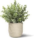 Hopewood Faux Plants, Fake Plants Eucalyptus Potted for Home Office Desk, Artificial Eucalyptus with a Weave Basket for Indoor Greenery Tabletop