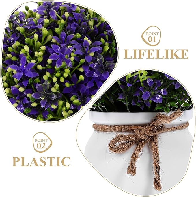 Hemobllo Artificial Orchid Bonsai Purple Small Fake Flower Plant Potted Decor for Living Room Desktop Home Decoration