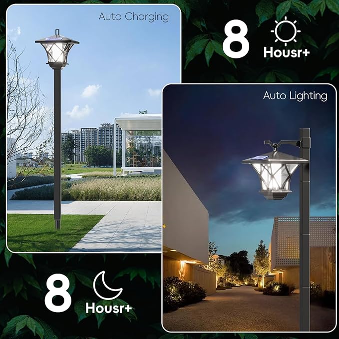 59'' Solar Lamp Post Light 2Pack, Vintage Street Lights for Outdoor, Patio, Garden, Lawn, Backyard, Pathway, Driveway, Street Decor