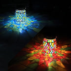 2 Pack Solar Outdoor Mosaic Lantern,Solar Lights Outdoor Hanging Lanterns Rechargeable Waterproof Table lamp Mosaic Night Light for Garden, Patio, Party, Yard, Outdoor/Indoor Decorations