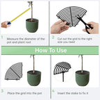 4 Pcs Plant Pot Grids with Stakes, 11.8 in and 20.8 in Cuttable Grid Flower Pot Covers, ABS Plant Flower Protectors and Pet Digging Stoppers, Suitable for Indoor Outdoor Plants
