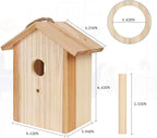 Window Bird House for Outside with Strong Suction Cup, Upgraded See Through Window Birdhouse for Viewing Inside, Wooden Bird Nesting Box for Bluebird Finch Chickadee Outdoors, Best Gift for Kids