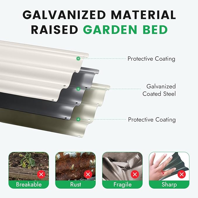 INNO STAGE 3 Pcs Round Galvanized Raised Garden Bed — 2×2×1ft Planter Box Outdoor Raised Beds Kit for Gardening Vegetables, Fruits, Herbs, and Flowers, White