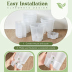Wonderjune Self Watering Pots for Indoor Plants with Deep Reservoir and High Drainage Holes for Outdoor Plants and Flowers, Bare Root Planter(5.91'',Clear,6 Pcs)