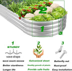 Rakukiri Raised Garden Bed GRS Certified Galvanized Planter Box Outdoor, 6.5ft Oval Rot-Resistant Metal Garden Bed Planter, Recycled Material Planter for Vegetables Flowers Herbs (Silver)