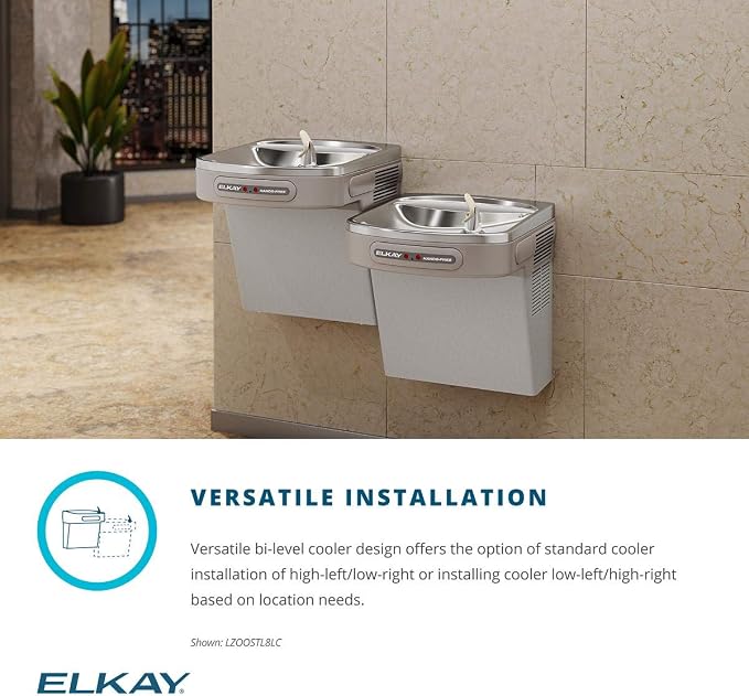 Elkay Wall Mount Hands-Free Activation ADA Cooler Non-Filtered Non-refrigerated Light Gray Granite