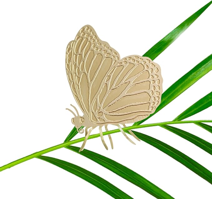 Rainteam Plant Animal Decor Brass Plant Charms for Live Plants Cute Animal Plant Hanger Ornaments for Pots Garden Plant Decorations Plant Accessories Gift for Plant Lovers(2 Butterfly)