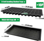 RooTrimmer 10 Pack 1020 Seed Starter Trays and 10 Pcs 72 Cell Plug Trays, Thick Durable Seedling Plastic Nursery Tray for TD538 1020 Tray Germination (10 Sets)