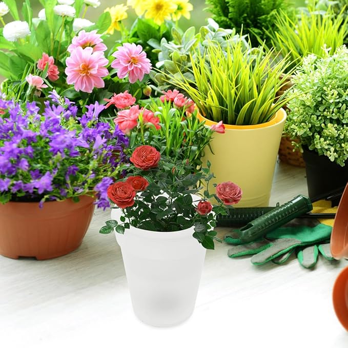 Happyyami Solar Powered Flowerpot Glow in The Dark Planters Led Planters Pots Outdoor Lighted Tiny Flower Pots for Garden Decor