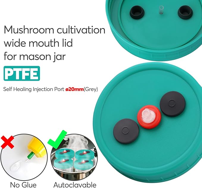 Mushroom Liquid Culture Jar with Self Healing Sealing Injection Port & Syringe Filter Port Mycology Supplies Mushroom Inoculation, Cultivation, Growing Kit 500 ML, 6PCS|PACK