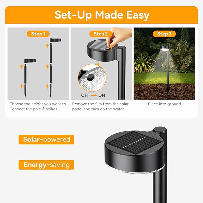 Ahaorigin 2 Pack Solar Pathway Lights Outdoor, 12 Brighter LED Solar Lights Outdoor Waterproof, Up to 12 Hrs Modern Path Light for Yard Garden Walkway Driveway Lawn, Cool White
