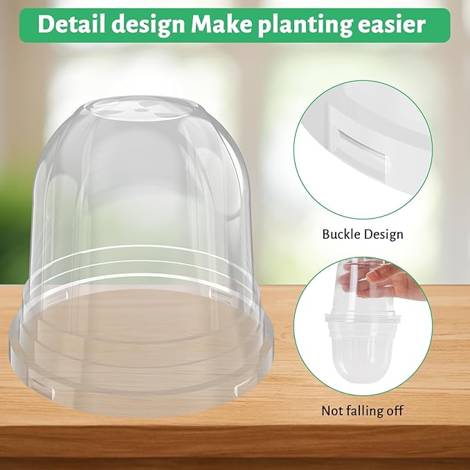 Bluepro 36 Packs 5/4/3.5 Inch Clear Plant Pot Humidity Domes, Transparent Seedling Domes Compatible with 5/4/3.5 Inch Reinforced Nursery Pots