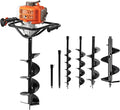 PROYAMA 54cc Post Hole Digger Gas Powered 2 Cycle Earth Auger, 5-Year Warranty Gear Box, 4 Drill Bits 4" 6" 8" 12" + Extension Rod 12" 20"