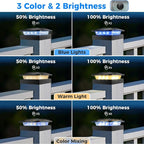 Peasur 4 Packs 4x4 Solar Post Lights Outdoor, Blue & Warm White LED Fence Caps Light Waterproof, Wood & Vinyl Post Top Lighting for Deck Mailbox Railing Porch Outside