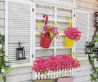 Bassion 24 Bundles Artificial Flowers for Outdoors Decoration, UV Resistant Fuchsia Silk Fake Faux Flowers Artificial Plants for Outside Window Box Porch Garden Home Decor