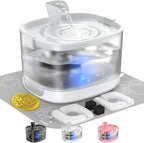 Veken Cat Water Fountain with Detachable Tank & Secure Clips, Easy to Clean & Assemble, 85oz/2.5L Pet Drinking Dispenser with Quiet Operation & LED Light, Cats, Dogs and Small Pets, White