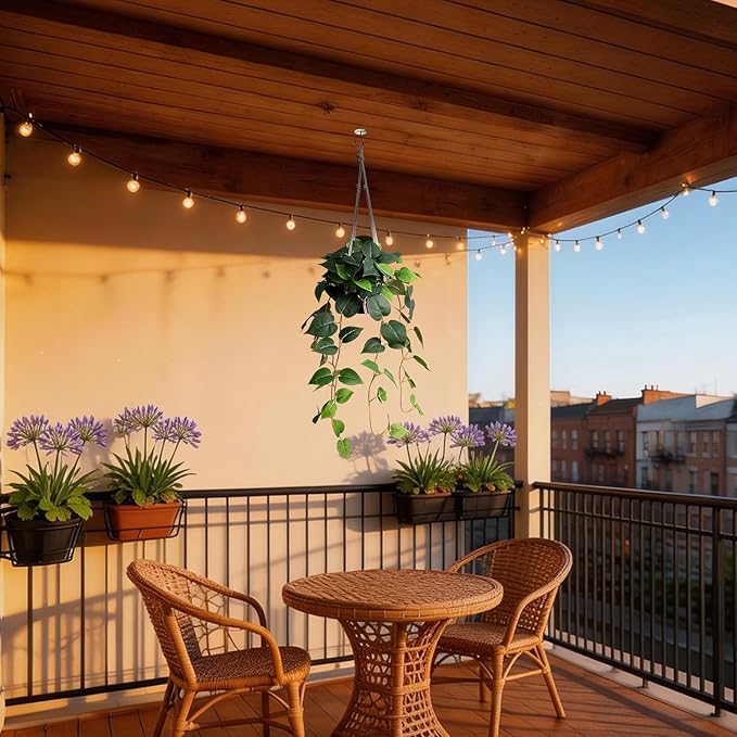 alyptus Fake Hanging Plants Artificial Decor Indoor Realistic Silk Devil's Ivy Hanging Potted Plants Faux Greenery Plant Pothos Vines with Pot for Home (Hanging Pothos - Green)