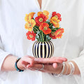 Freshcut Paper Pop Up Cards, Mini French Poppies, 6 Inch Mini Sized Forever Flower Bouquet 3D Popup Greeting Cards, Birthday Cards, Thank You Card, Blank Notecard & Envelope