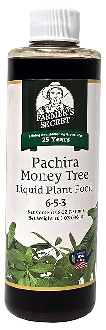 Farmer’s Secret Money Tree Liquid Plant Food Fertilizer (8oz) - Super Concentrated - Strengthen Roots and Encourage Growth in all Varieties of Money Trees