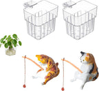 2 Pcs Aquarium Plant Holder, Fish Tank Plant Holder with Transparent Clamp for Cat Aquarium Plant Stand, Anti-Digging Tank Decor for Home Office Use by Fish Keepers with Cats