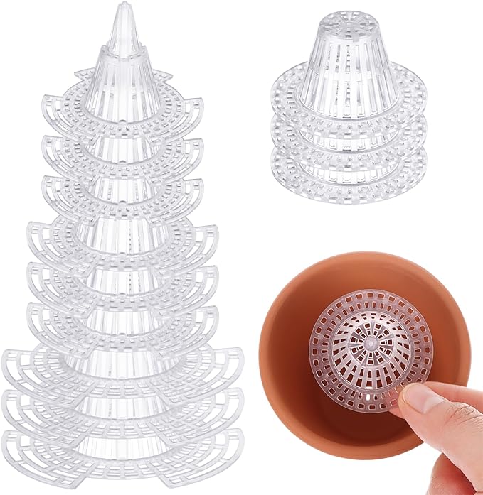 40 Pieces Upgraded Cone Flower Pot Hole Mesh Pad DIY Planter Bottom Grid Mat Mesh Hole Screens for Keeping Soil from Flowing- Breathable Gasket-Drainage Netting for Bonsai,4 Sizes