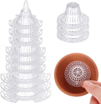 40 Pieces Upgraded Cone Flower Pot Hole Mesh Pad DIY Planter Bottom Grid Mat Mesh Hole Screens for Keeping Soil from Flowing- Breathable Gasket-Drainage Netting for Bonsai,4 Sizes
