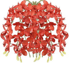 IPOPU Red Artificial Orchid 5 Pcs Latex Real Touch Orchid Fake Flowers Vase Filler for Home Decor Living Room Patio Wedding and Engagement Centerpiece
