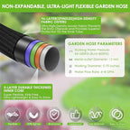 Non-Expanding Garden Hose 150 ft, Lightweight Hose & Flexible Water Hose With 10-Pattern Spray Nozzle, Kink-Free Design, Durable Leakproof Yard Outdoor Hose, Portable Storage Strap, 150 Feet