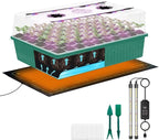 60-Cell Self-Watering Seed Starter Tray with Grow Light, Indoor Seed Starting Kit Trays with Heat Mat, Adjustable Brightness Plant Germination Trays Growing Kit with 4.13" Humidity Dome for Seed Grow