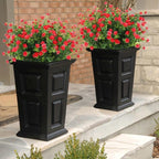 Outdoor Artificial Plant UV Resistant Fake Stems Plants, Faux Plastic Greenery for Indoor Outside Hanging Plants Garden Porch Window Box Home Wedding Farmhouse Outdoor Decorations for Patio (Red)