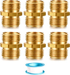 Garden Hose Fittings Connectors Adapter Solid Brass Repair double male to male faucet leader coupler dual water hose connector(3/4" GHT Double Male) (6-PCS)
