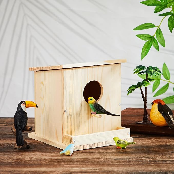 Liliful 4 Pack Birdhouse Crafts for Kids, Wooden Creative DIY Bird House Kits Arts and Crafts Set for Kids and Adults, Spring Birthday Gifts for Toddlers Ages (Single Style)