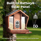 Smart Bird Feeder with Camera Solar Powered AI Identification 10,000+ Bird 2K UHD Video Live Instant Arrival Alerts and Real-Time Motion Detection Weatherproof Bamboo for Outdoor Birds Lovers