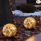 MLKNK Solar Globe Lights Outdoor Waterproof-Solar Balls-Solar Garden Lights-Orbs for Outside 2 Pack Cracked Glass Ball for Lawn Patio Yard Backyard Decorations