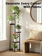 TOSKING 4 Tier Corner Plant Stand Indoor Outdoor, Heavy Duty Metal Flower Pot Holder Shelf for Multiple Plants, Space Saving ,Tall Metal Plant Stand with Drainage Holes for Outdoor Use,Tiered Display for Patio, Garden, Balcony, Living Room Decor (Black...