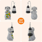 Solar Dog Garden Statue with Lantern – Waterproof Resin Outdoor Decor for Yard, Lawn, Flower Bed, Backyard, Front Yard, Patio, Balcony – Gift for Dog Lovers