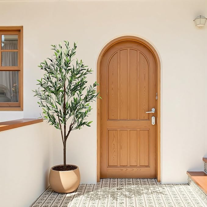 Alupssuc 5ft Olive Tree Artificial Indoor, Fake Tree Potted Faux Olive Trees with Lifelike Fruits and Realistic Leaves, Artificial Plants Indoor Fake Plants for Modern Home Office Living Room Decor