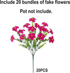 Artificial Flowers for Outdoors Fake Plants Outside Decoration, 20 Bundles Fuchsia Silk Petunia with Eucalyptus UV Resistant Realistic Faux Flowers for Outdoor Planters Garden Balcony Yard Porch Patio