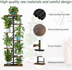 LINZINAR Plant Stand 7 Tier 8 Potted Multiple Flower Pot Holder Shelf Indoor Outdoor Planter Rack Storage Organizer for Patio Garden Corner Balcony Living Room (7 Tier-8 Potted, Black)