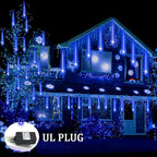 Weepong Christmas Lights Outdoor 32 Tubes 768 LEDs Meteor Shower Lights UL Certified Snow Falling Rain Drop Icicle String Light for Xmas Tree Halloween Decorations Wedding Party Garden Decor, Blue